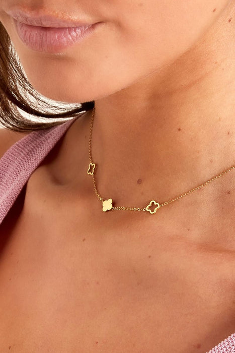 Halskette Klee Goldfarbe Edelstahl