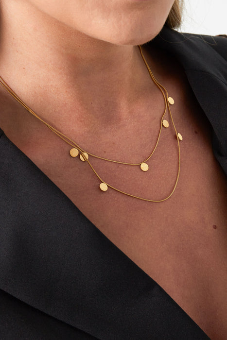 Doppelte Halskette mit Münzen - Goldfarben