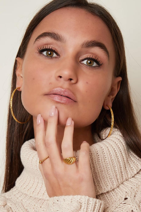 Baquette-Ring Goldfarbe Edelstahl 16