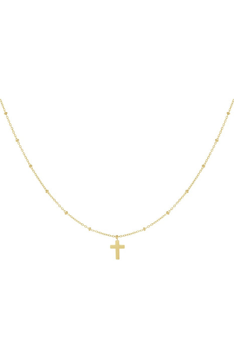 Halskette Kreuz - Goldfarbe Edelstahl
