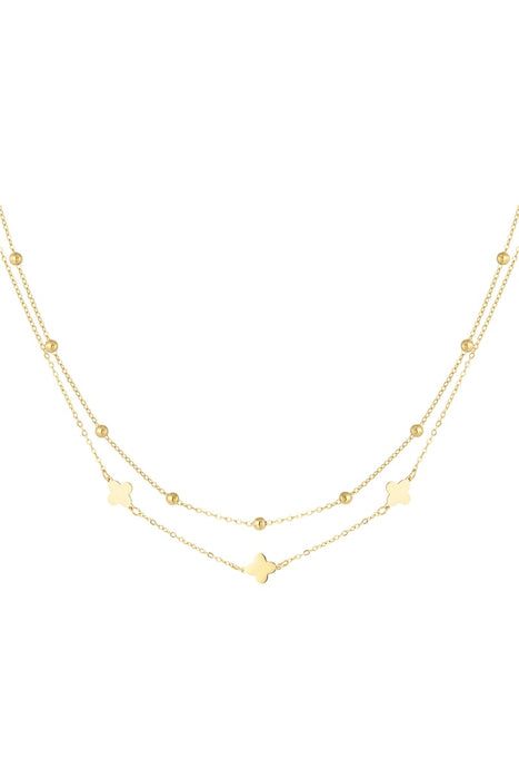 Halskette Doppelklee/Kugeln