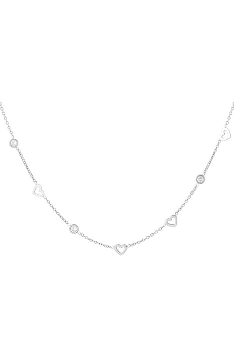Halskette mit Herz- und Diamantanhängern - Edelstahl  