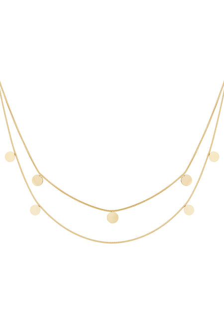 Doppelte Halskette mit Münzen - Goldfarben