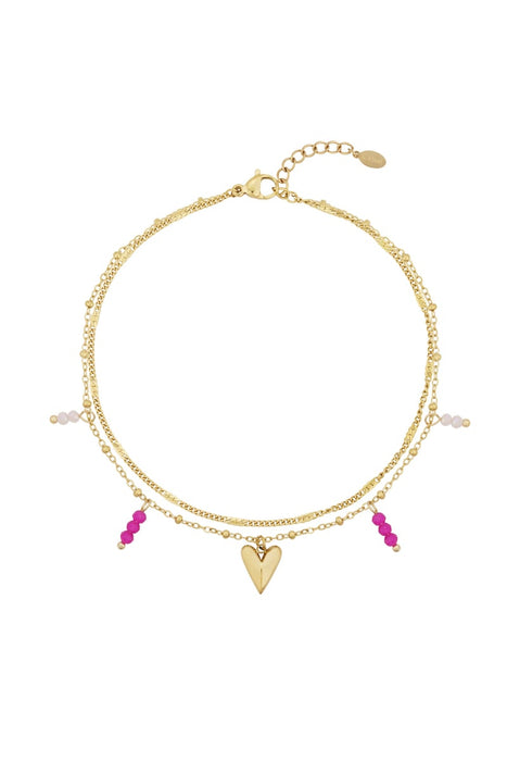 Double Love Fußkettchen - Silberfarben