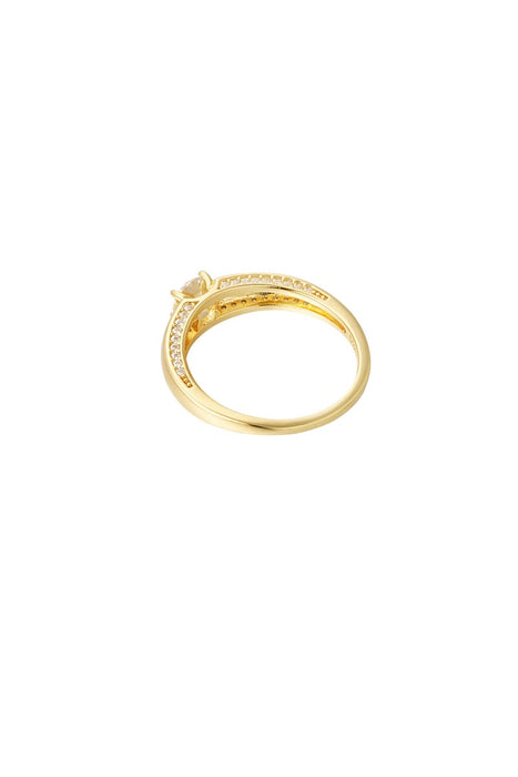 Ring Basic mit Stein - Goldfarbe - 16