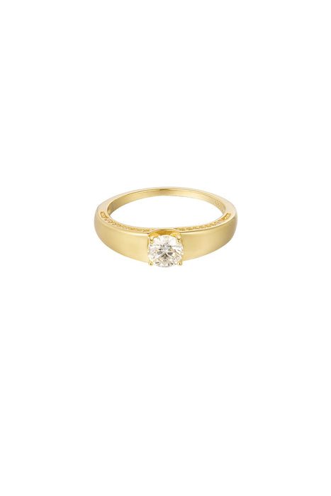 Ring Basic mit Stein - Goldfarbe - 16