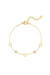 Armband mit Herz- und Diamantanhängern – Goldfarbe - Goldfarbefarbe