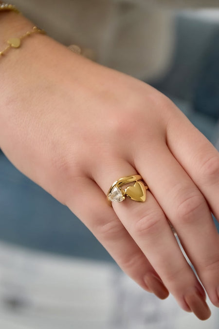 Edelstahl Edelstein Ringe Herz Casual Täglich Einfache Serie frauen schmuck